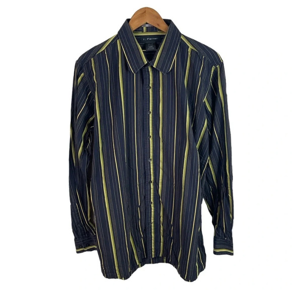 BF1176 Mens J. Ferrar Trendy Striped Button Down Shirt 17-17.5 XLT Tall - Picture 1 of 4